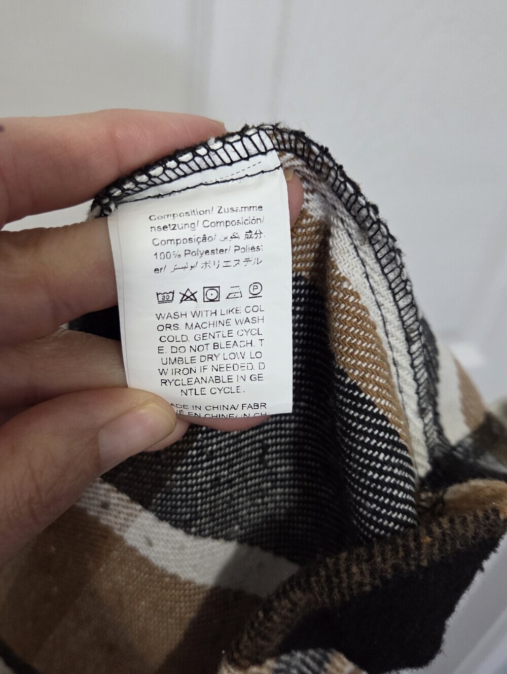 SHEIN Brown Black Cream Tartan Plaid Mini Skirt Size Small bodycon Preppy Fall - Picture 8 of 9